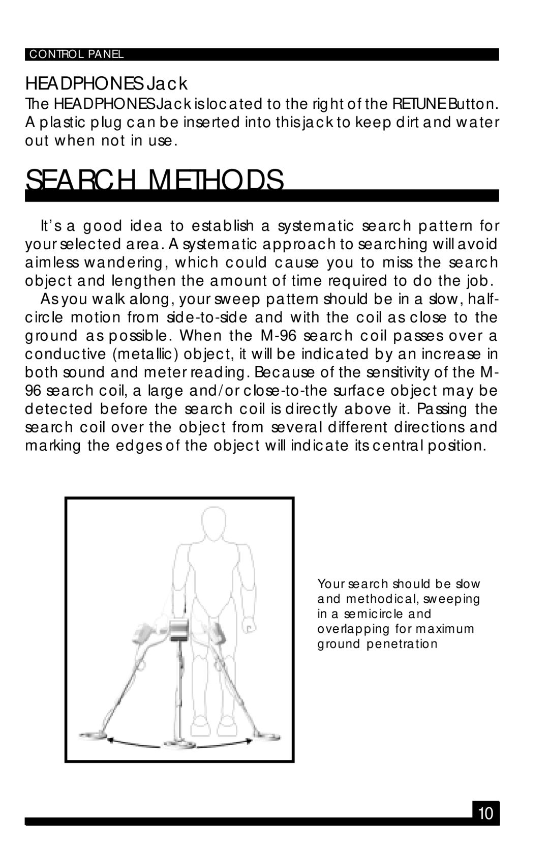 Fisher M-96 manual Search Methods, Headphones Jack 