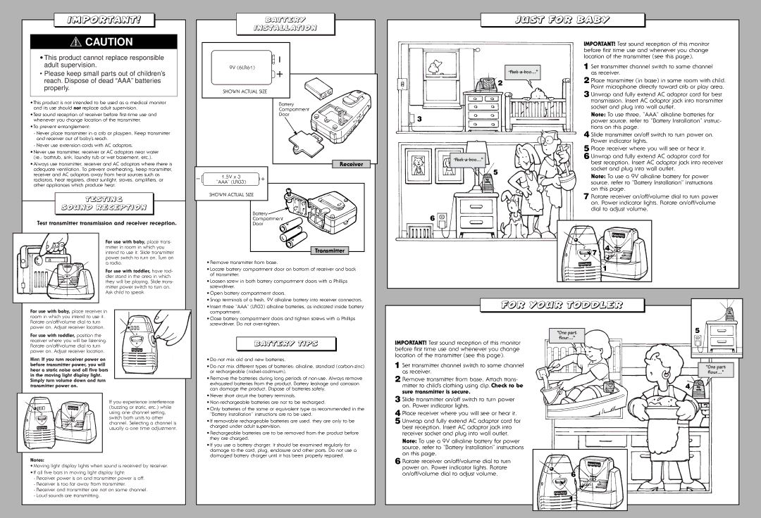 Fisher-Price 71577 warranty Just for Baby, For Your Toddler, Battery Installation, Testing Sound Reception, Battery Tips 