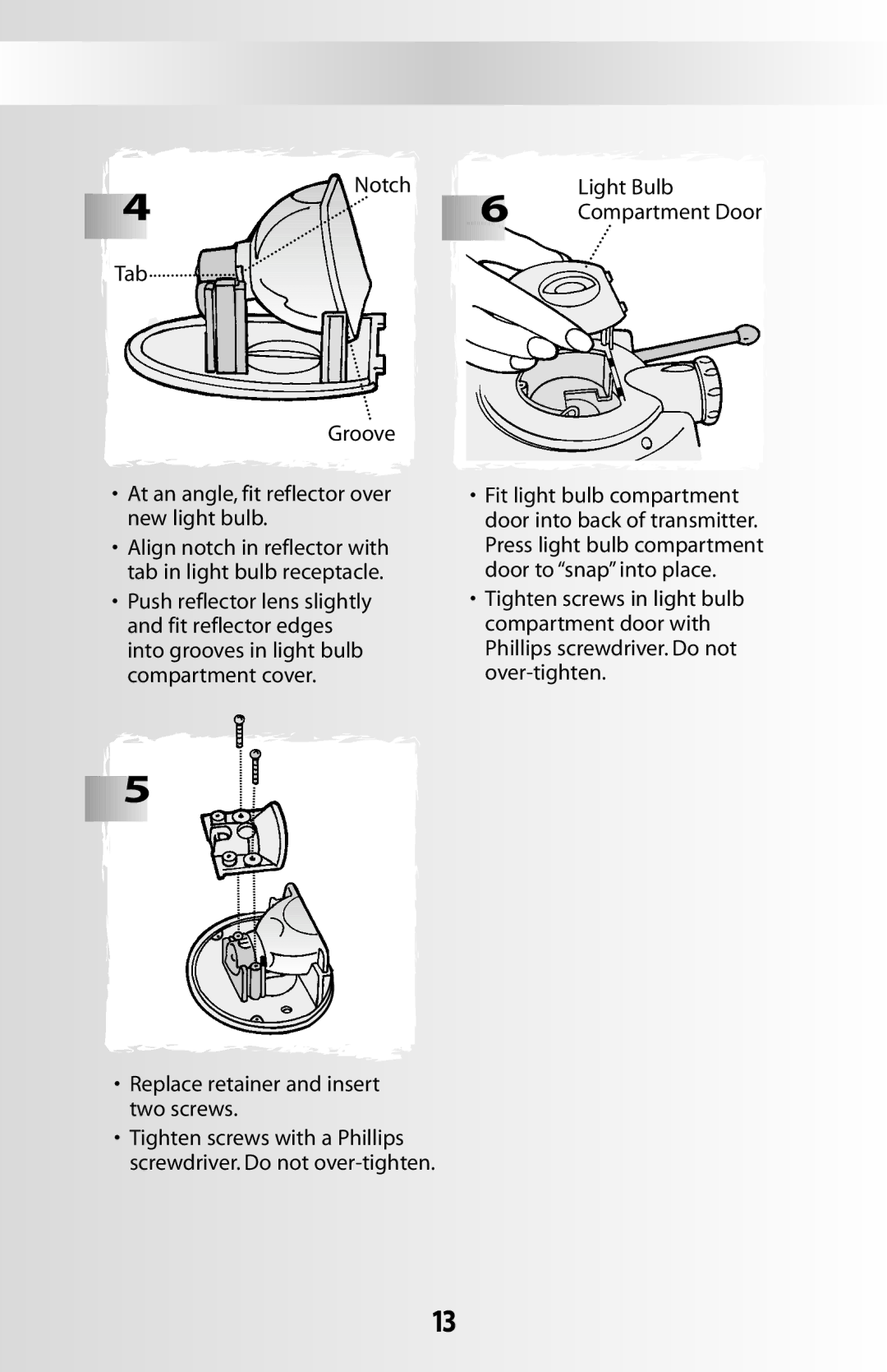 Fisher-Price 71597 instruction sheet Notch Light Bulb Compartment Door 