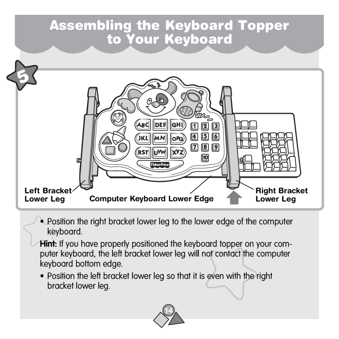 Fisher-Price 71657 manual Assembling the Keyboard Topper To Your Keyboard 