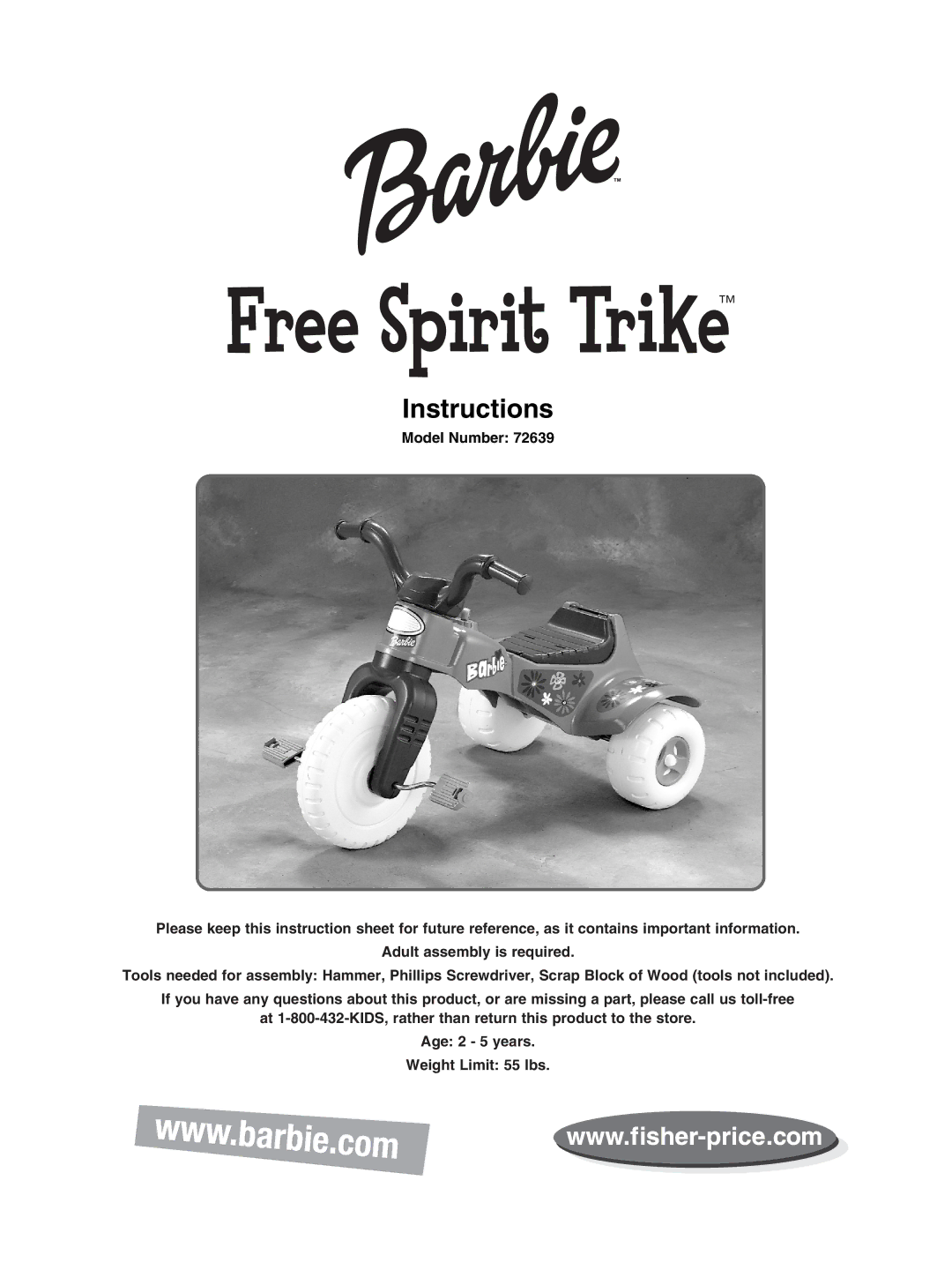 Fisher-Price 72639 instruction sheet Free Spirit Trike 