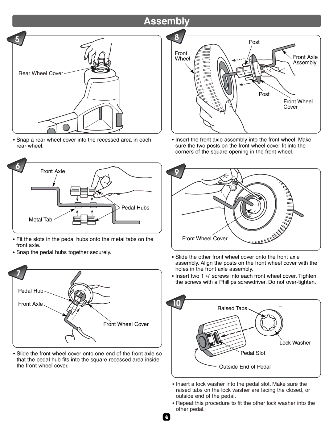 Fisher-Price 72644, 72643 manual Post Front Wheel Front Axle Assembly 