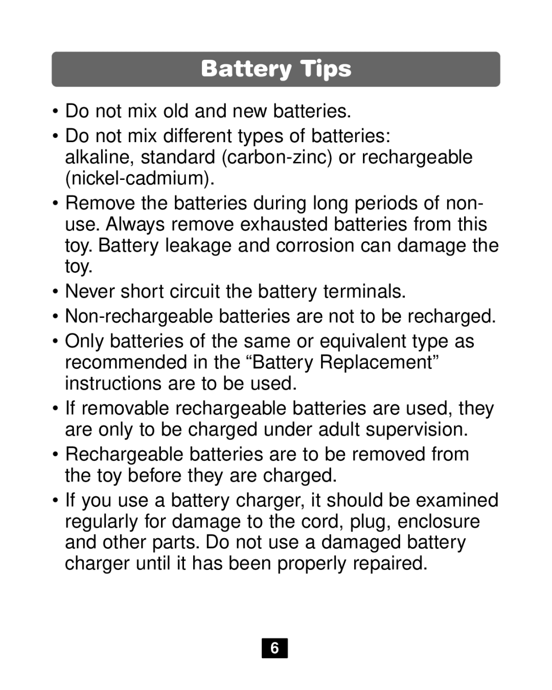 Fisher-Price 72777 manual Battery Tips 