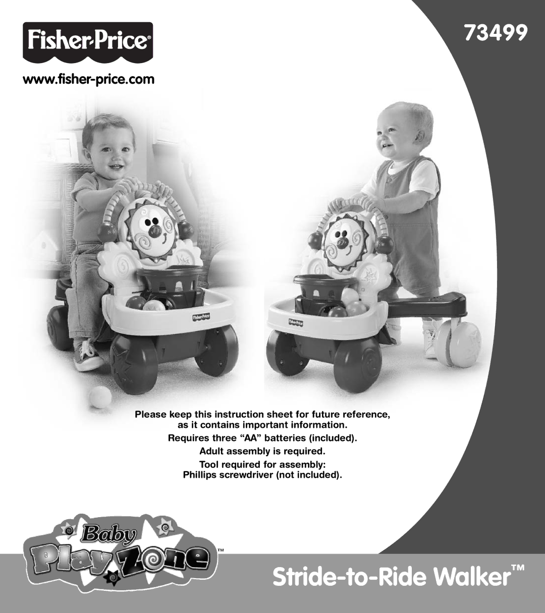 Fisher-Price 73499 instruction sheet Stride-to-Ride Walker 