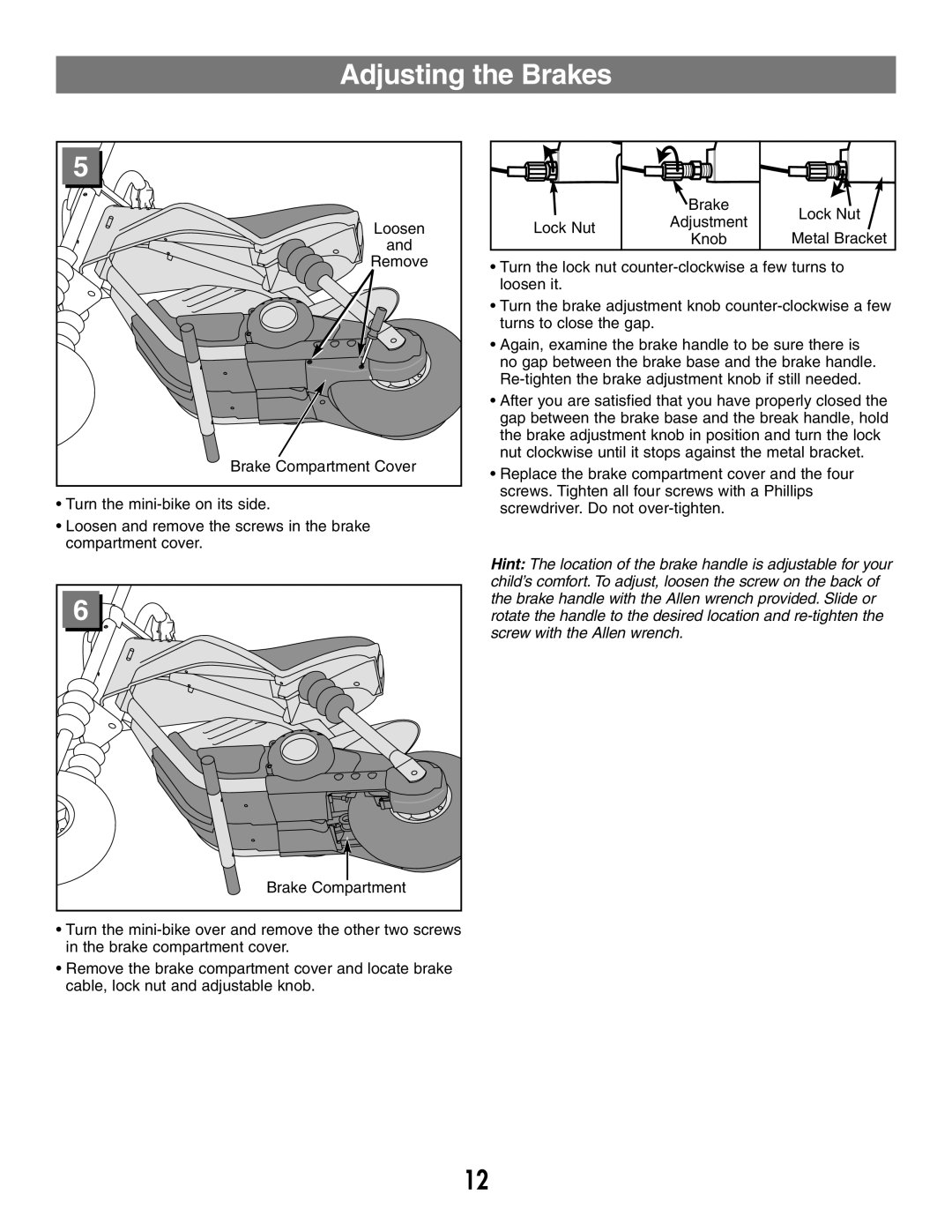 Fisher-Price 73535 owner manual Adjusting the Brakes 