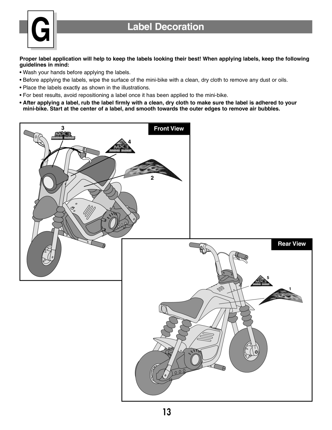 Fisher-Price 73535 owner manual Label Decoration 