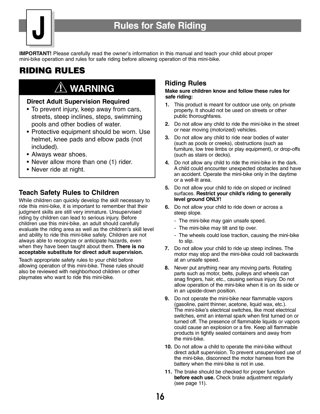 Fisher-Price 73535 owner manual Rules for Safe Riding, Teach Safety Rules to Children 