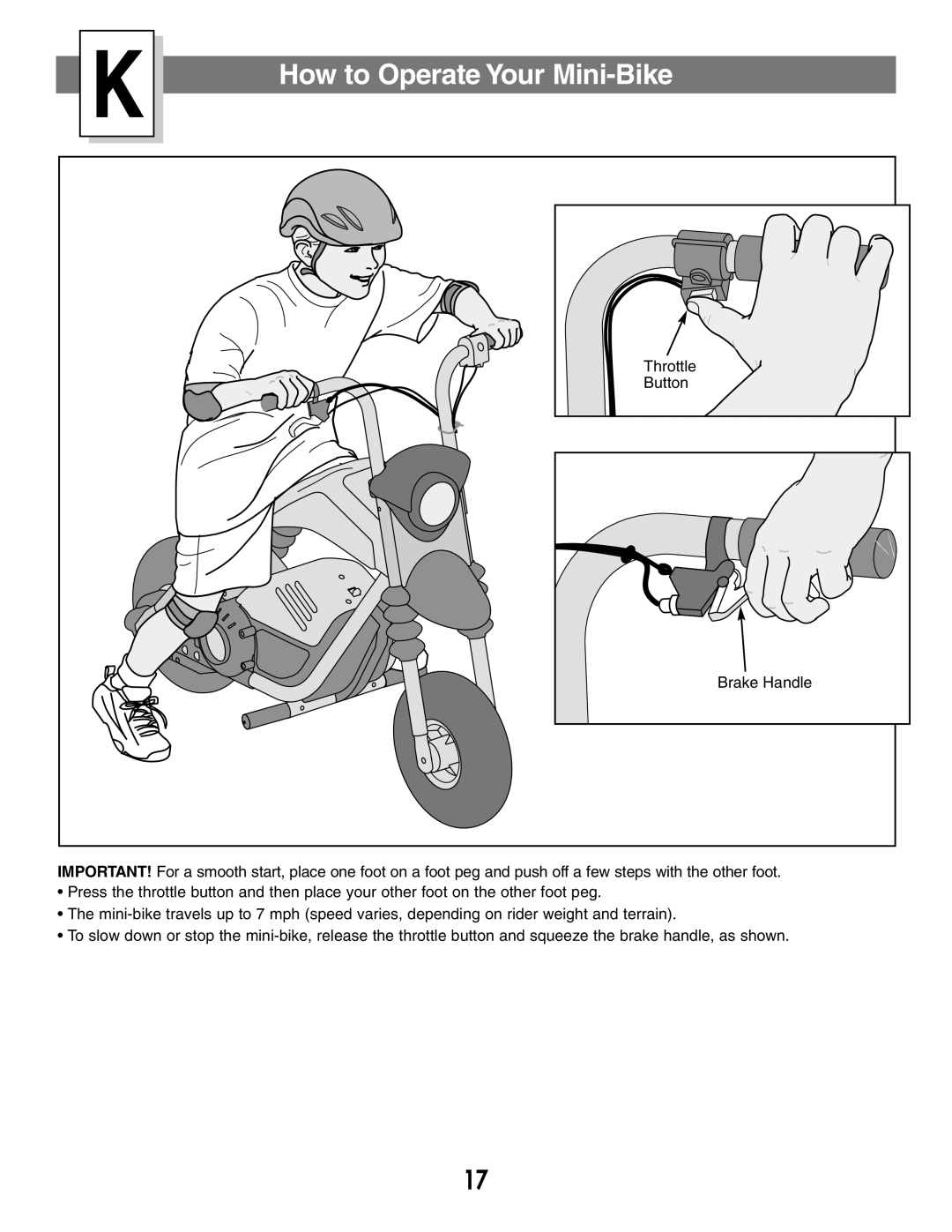 Fisher-Price 73535 owner manual How to Operate Your Mini-Bike 