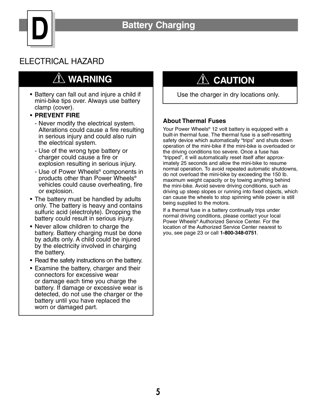 Fisher-Price 73535 owner manual Battery Charging, About Thermal Fuses 