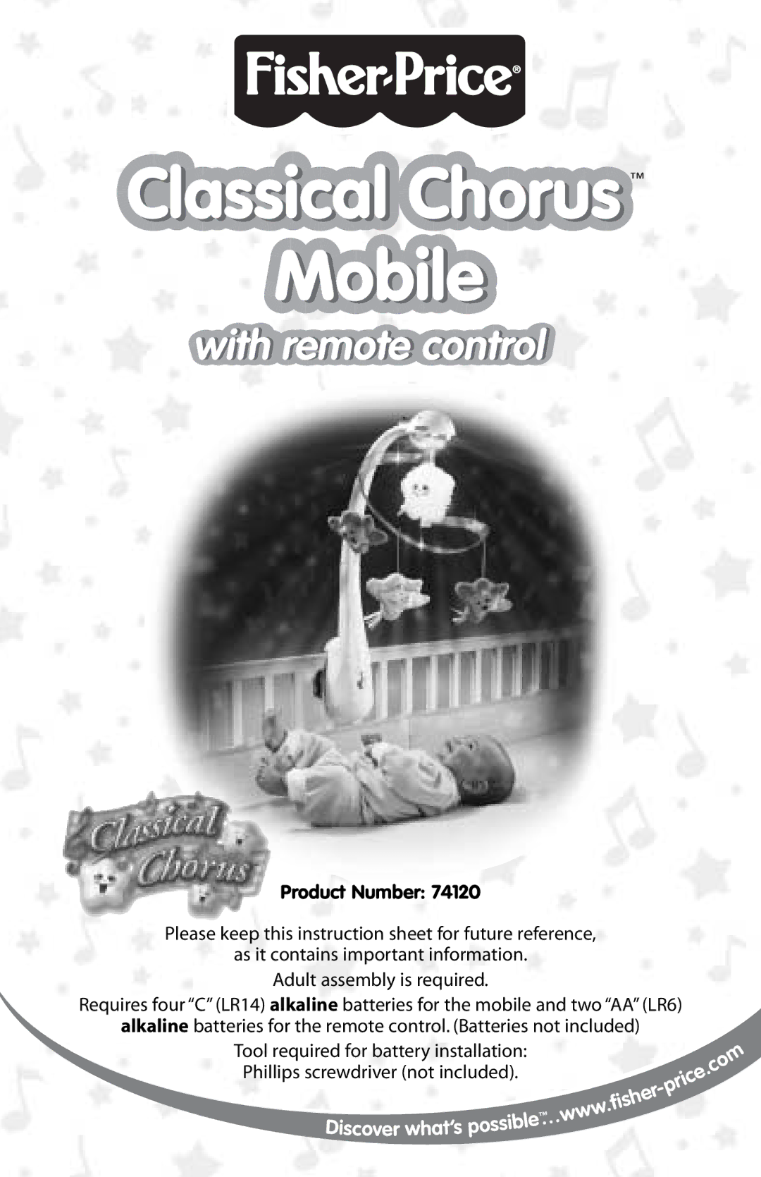 Fisher-Price 74120 instruction sheet Classical Chorus Mobile, Product Number 