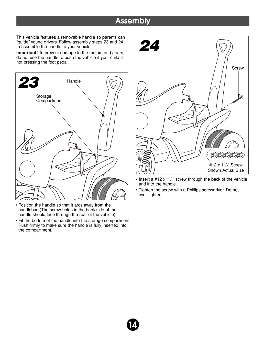 Fisher-Price 74518 owner manual #12 x 1 1/ 4 Screw 