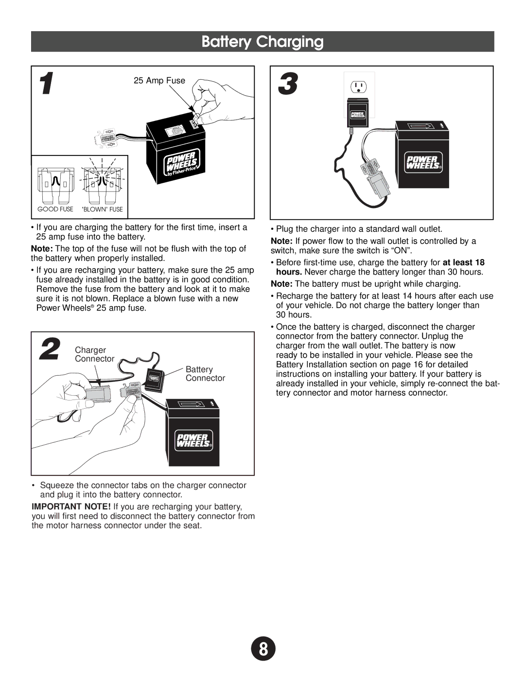 Fisher-Price 74518 owner manual Battery Charging 