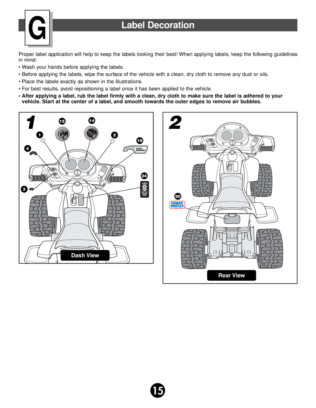 Fisher-Price 74527 owner manual Label Decoration 