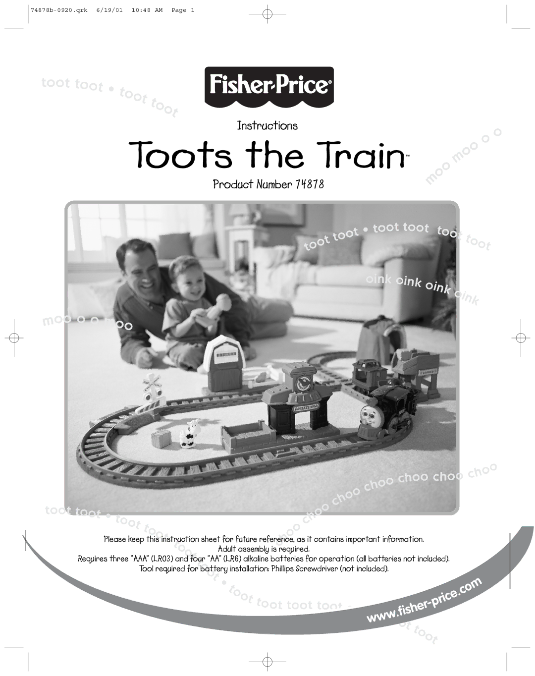 Fisher-Price 74878 instruction sheet Toots the Train 