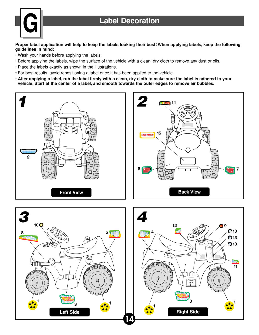 Fisher-Price 75320 owner manual Label Decoration 