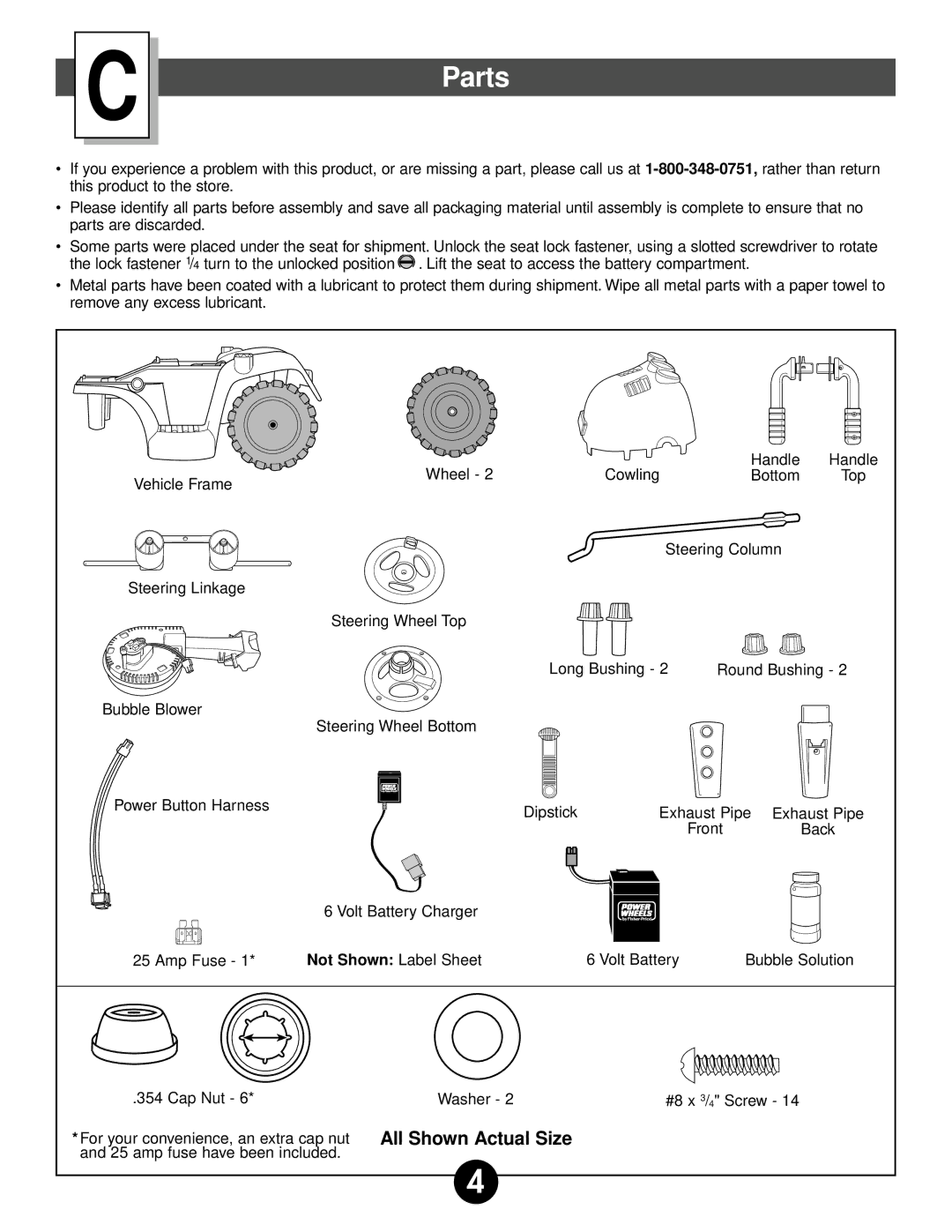 Fisher-Price 75320 owner manual Parts, Not Shown Label Sheet 