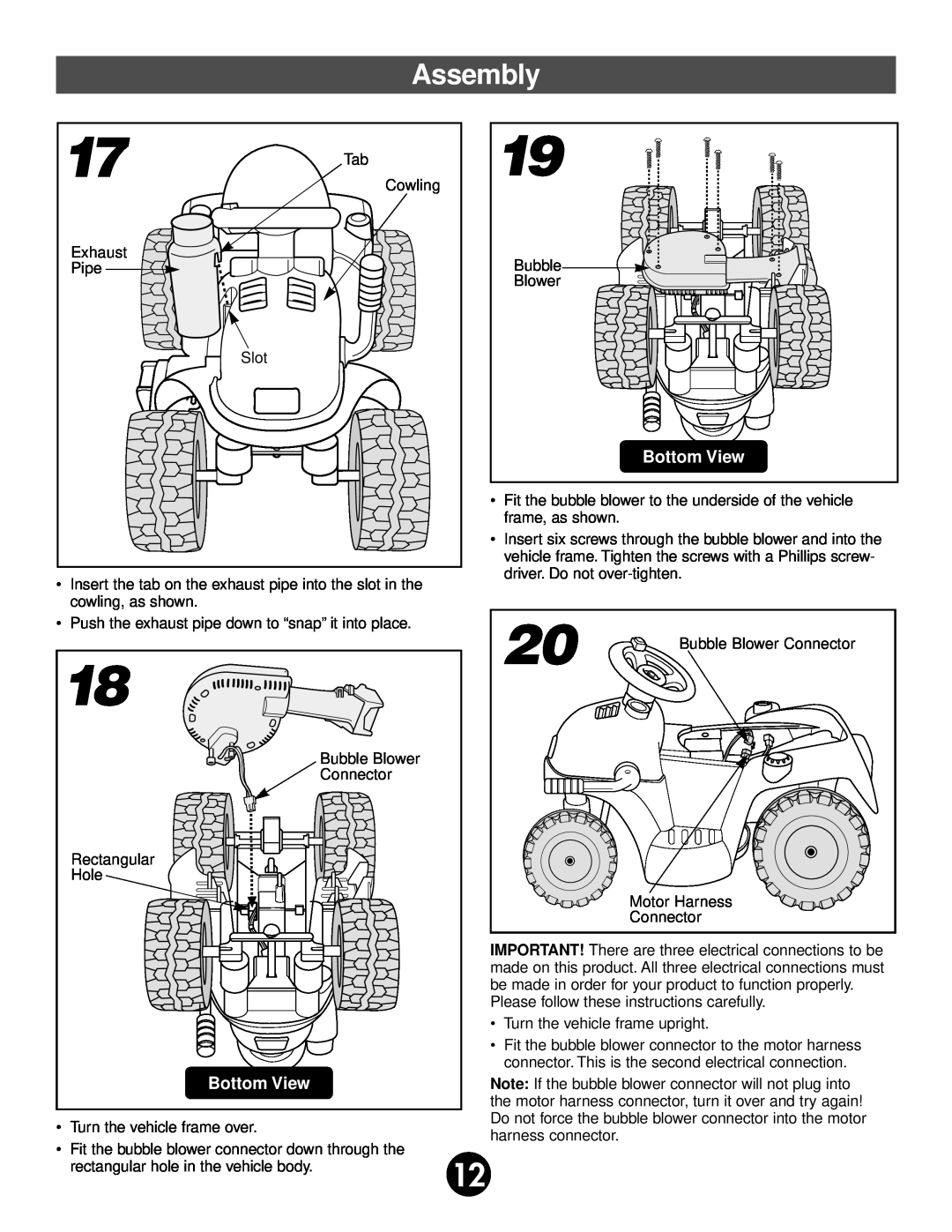 Fisher-Price 75320 owner manual Assembly, Bottom View 