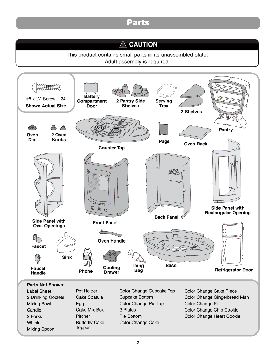 Fisher-Price 75423 instruction sheet Oval Openings, Parts Not Shown 