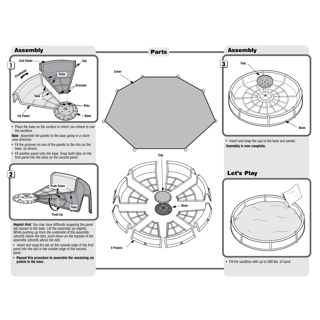 Fisher-Price 75967 manual Assembly Parts, Let’s Play 