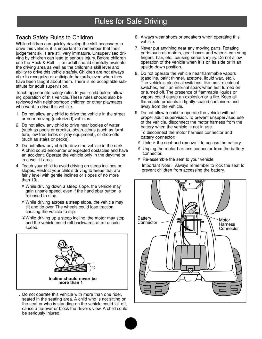 Fisher-Price 76950 owner manual Rules for Safe Driving, Teach Safety Rules to Children 