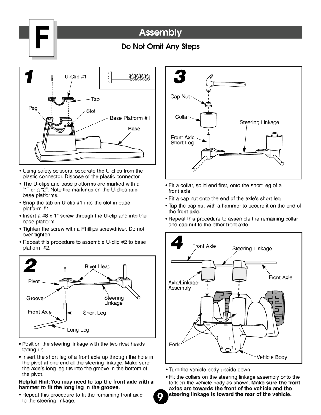 Fisher-Price 76950 owner manual Assembly, Do Not Omit Any Steps 