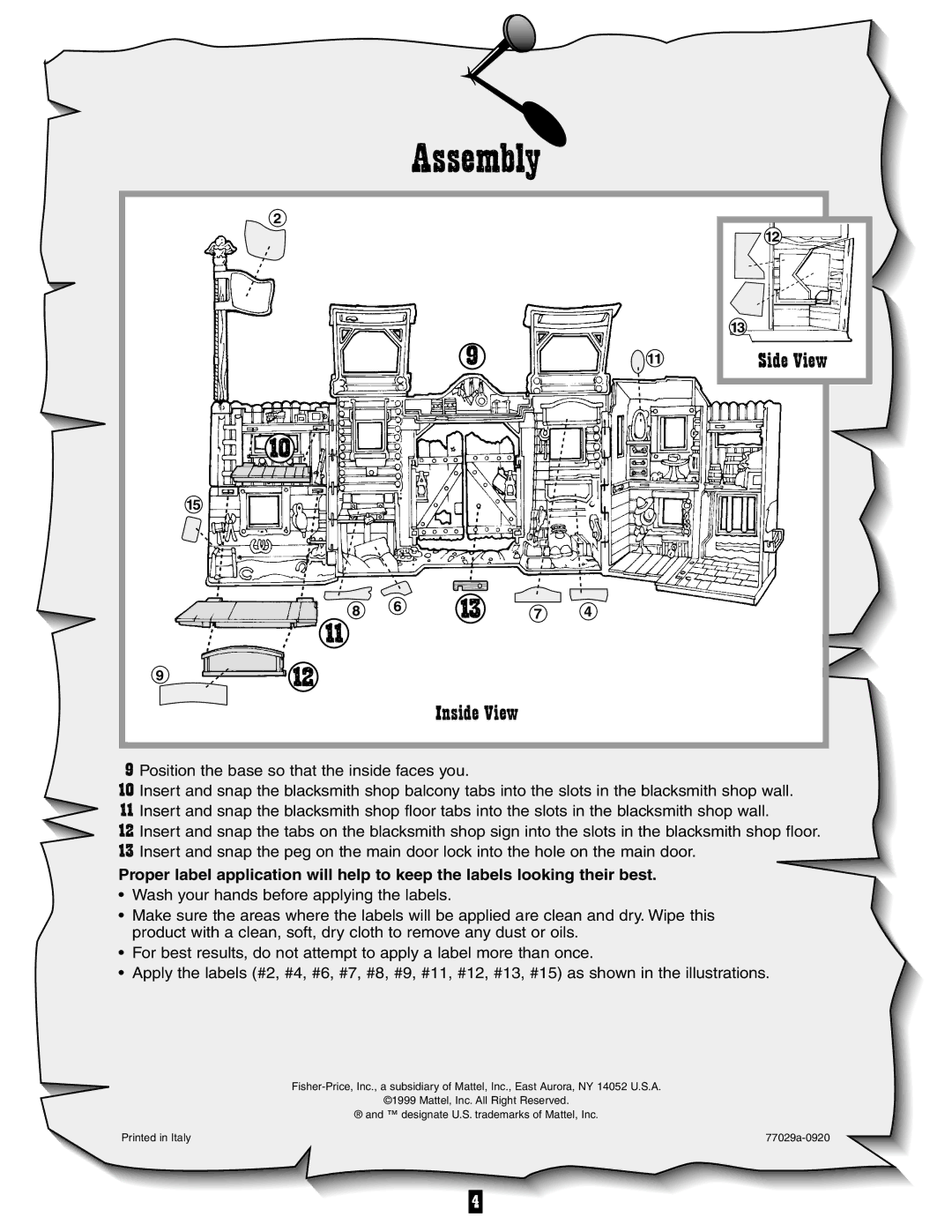 Fisher-Price 77029 manual Assembly 