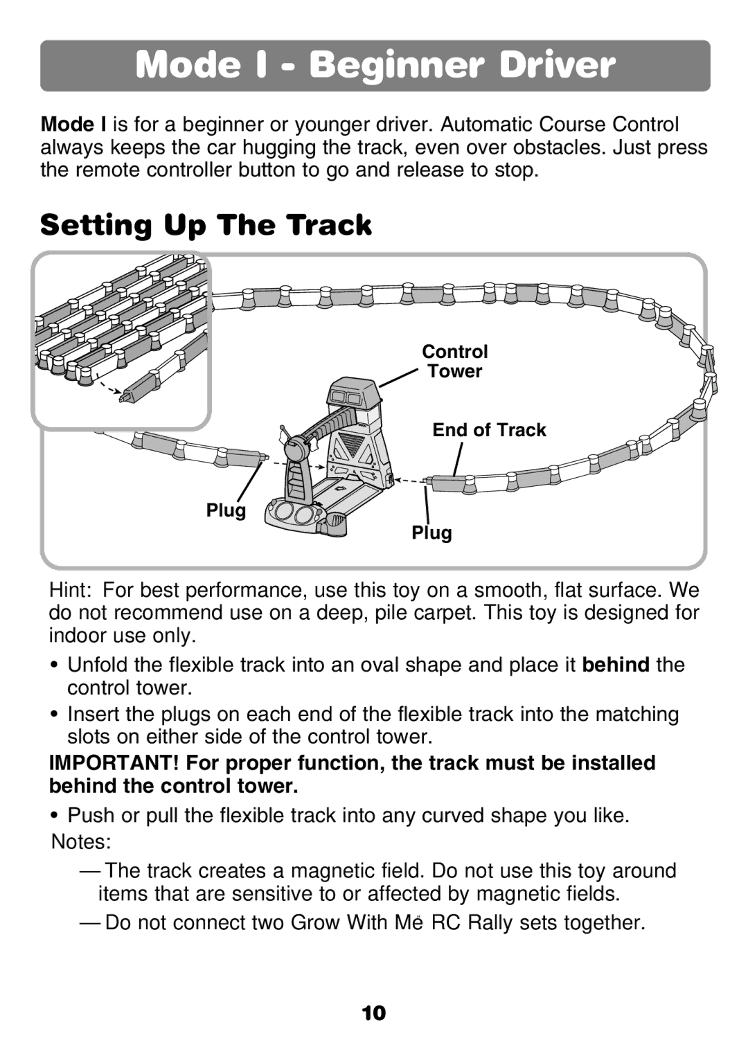 Fisher-Price 77306 instruction sheet Mode I Beginner Driver, Setting Up The Track 