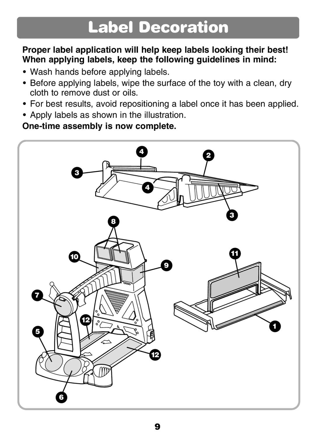 Fisher-Price 77306 instruction sheet Label Decoration 