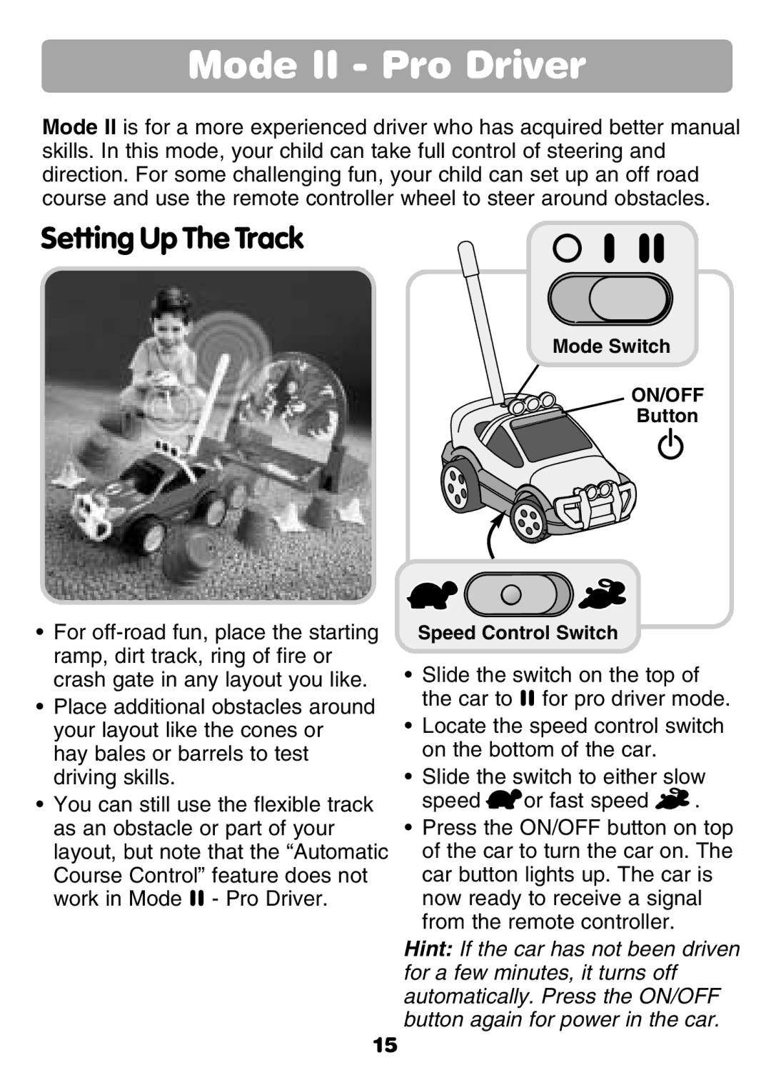 Fisher-Price 77306 instruction sheet Mode II Pro Driver, Setting Up The Track 