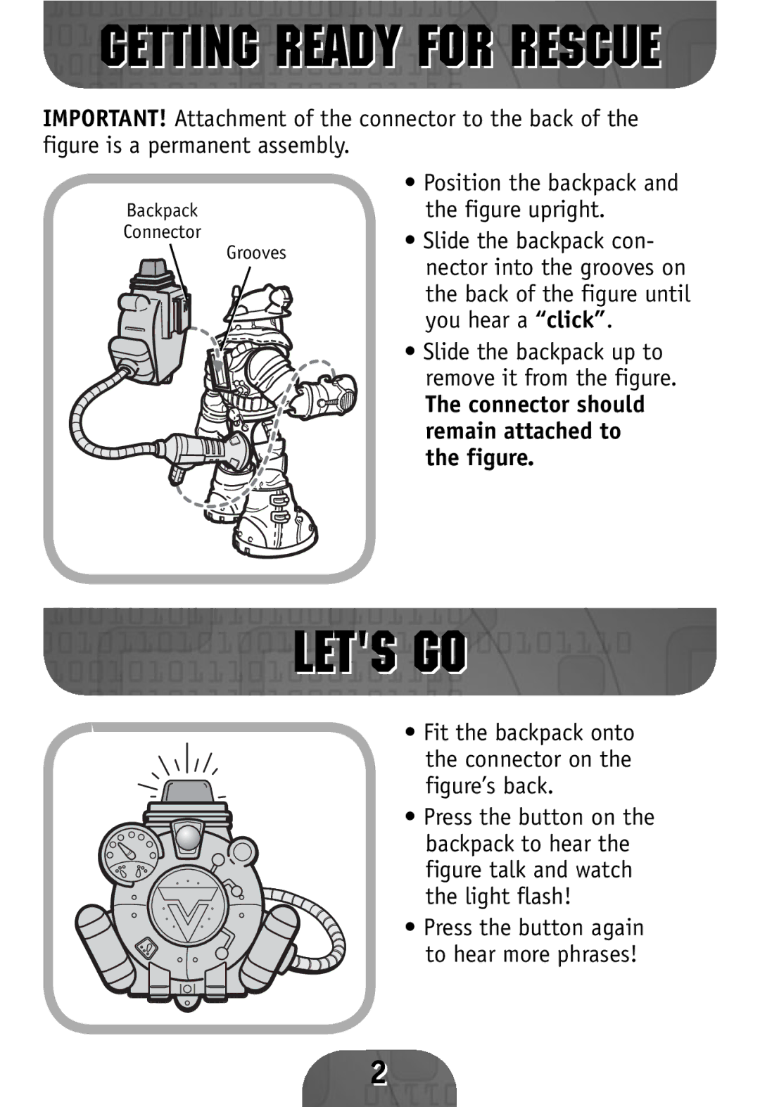 Fisher-Price 77459, 77457, 77458, 77460 instruction sheet Lets GO, Getting Ready for Rescue 