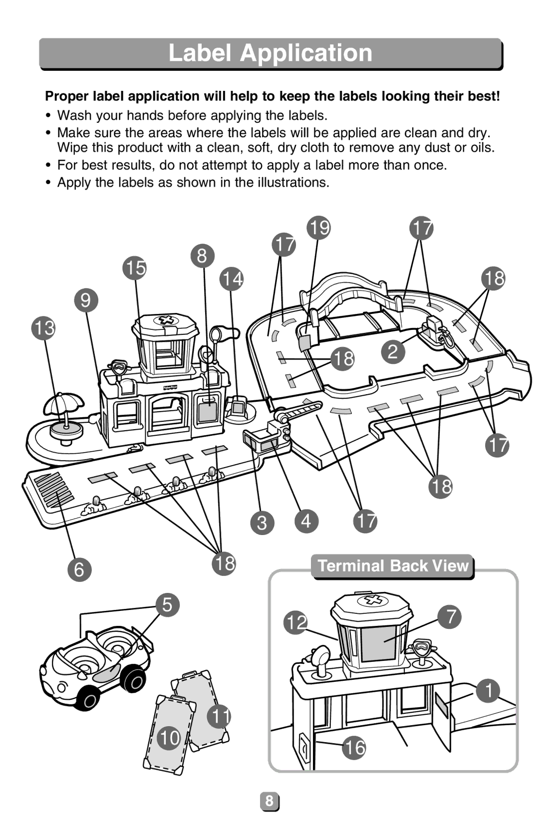 Fisher-Price 77831 instruction sheet Label Application 