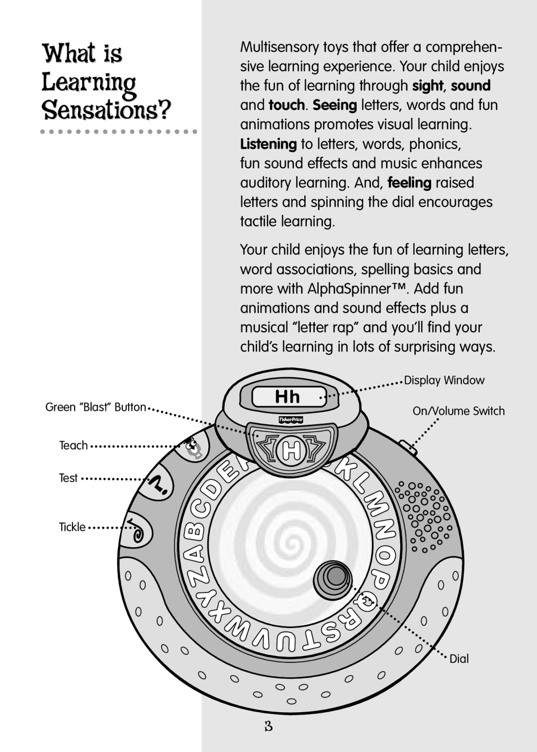 Fisher-Price 77951 manual What is Learning Sensations? 