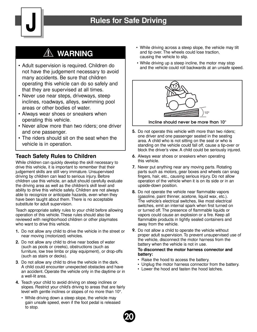 Fisher-Price 78490 owner manual Rules for Safe Driving, Teach Safety Rules to Children 