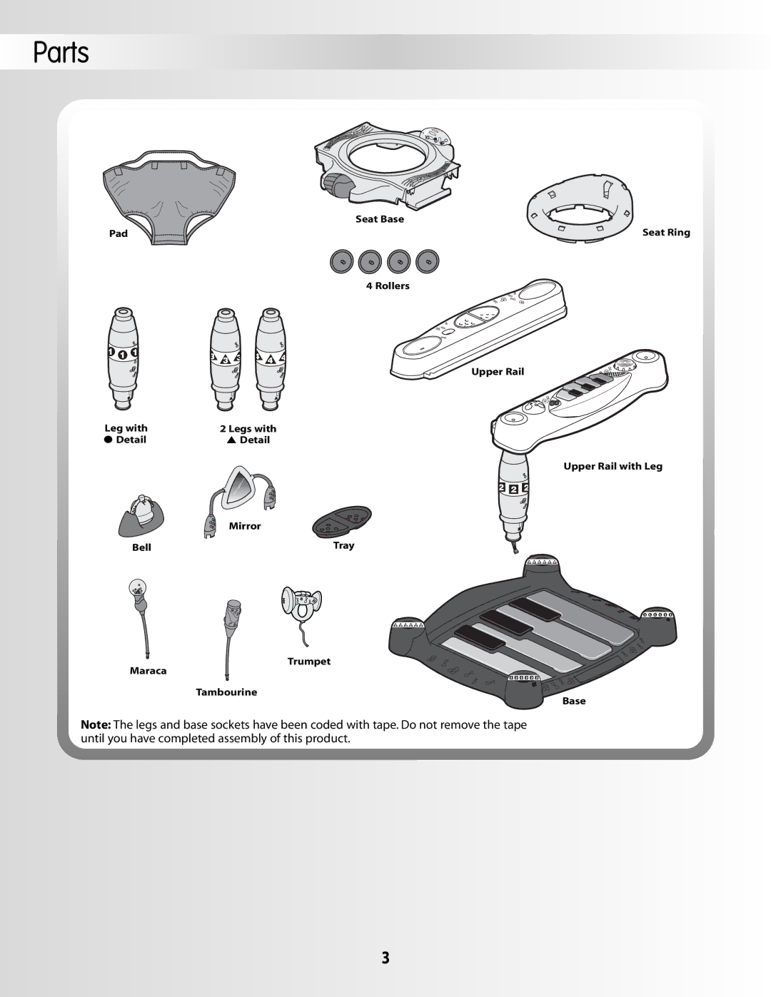 Fisher-Price 79029 instruction sheet Parts 