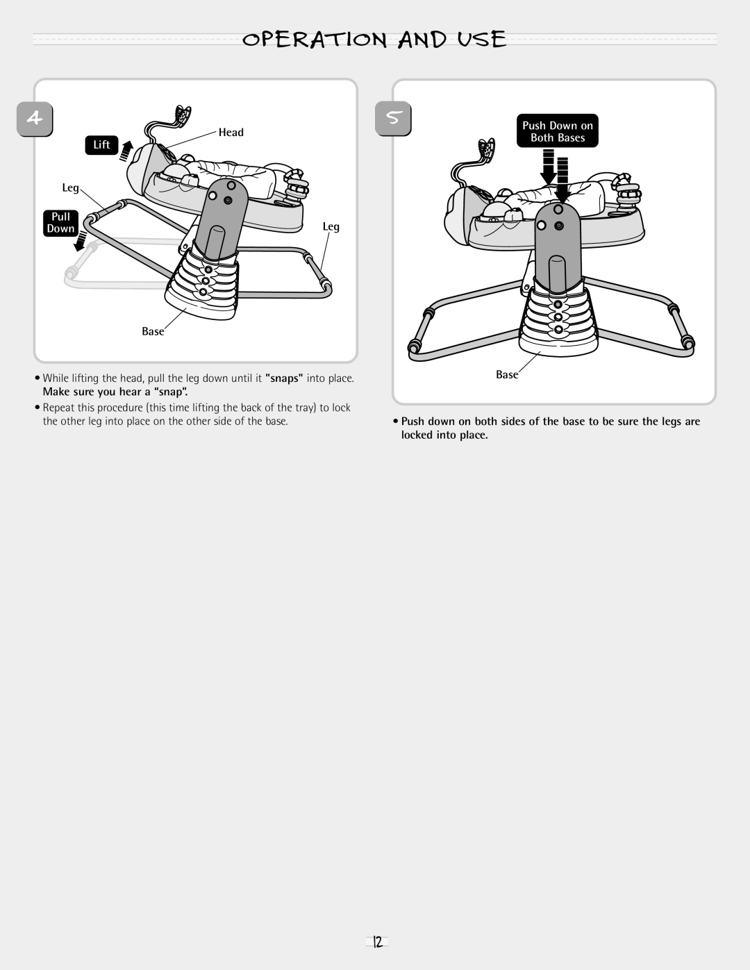 Fisher-Price 79070 manual Head, Make sure you hear a snap 