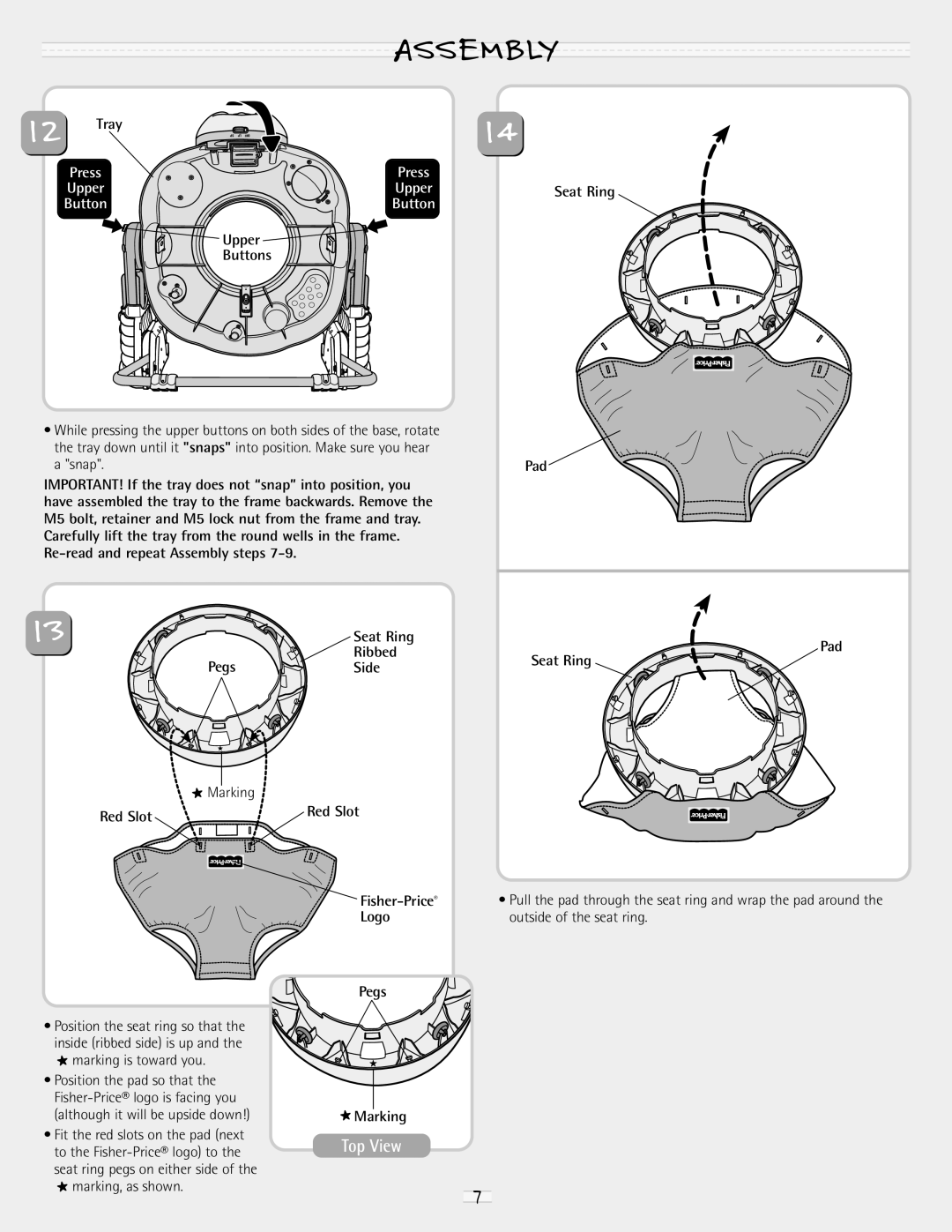 Fisher-Price 79070 manual UpperSeat Ring, Upper Buttons, Red Slot, Pad Seat Ring 
