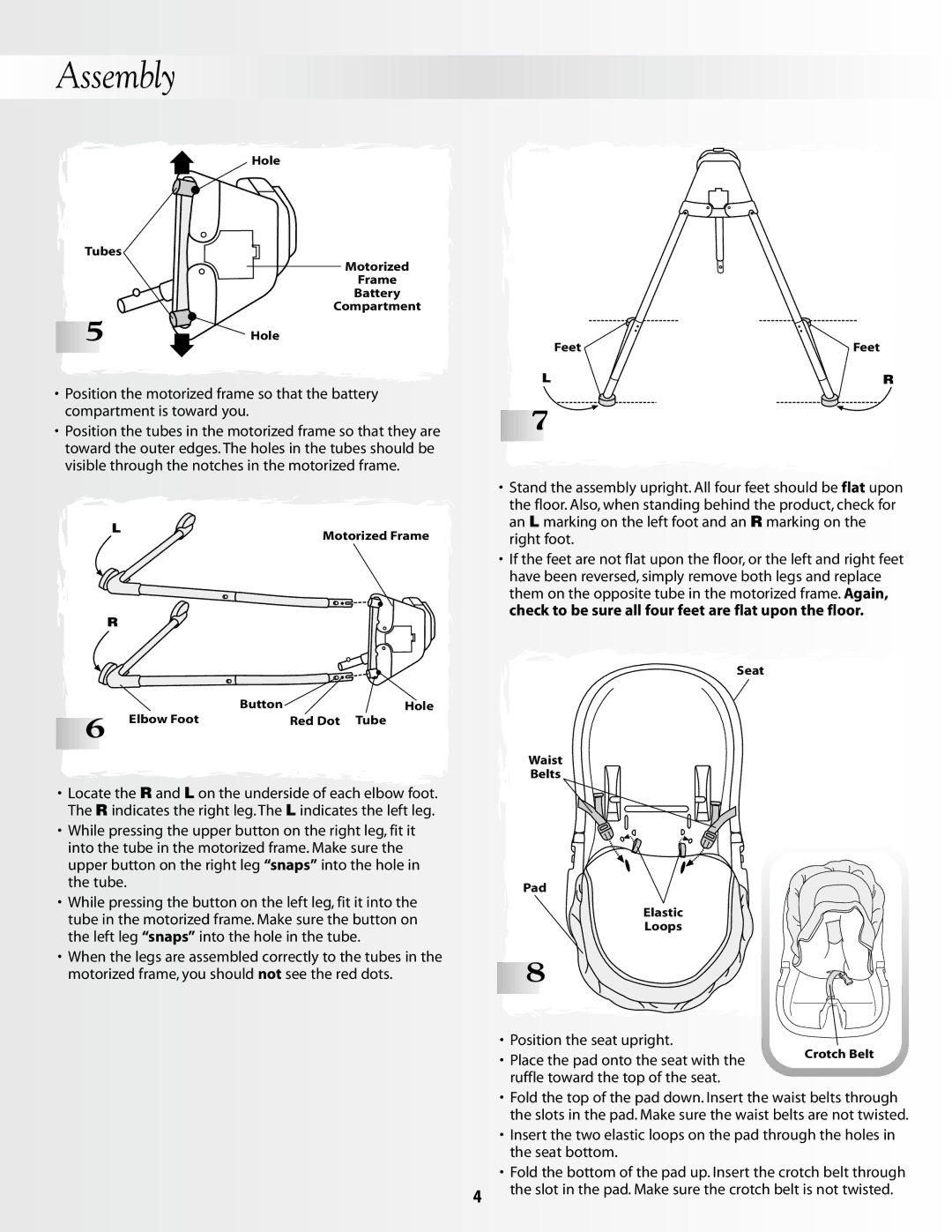 Fisher-Price 79596, 79595 instruction sheet Slot in the pad. Make sure the crotch belt is not twisted 