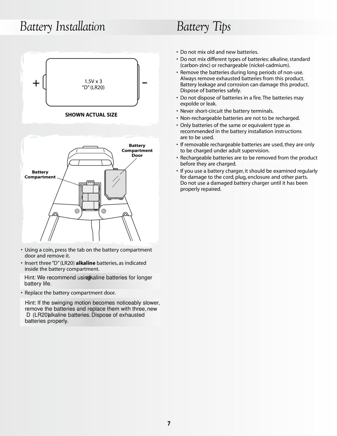 Fisher-Price 79595, 79596 instruction sheet Battery 