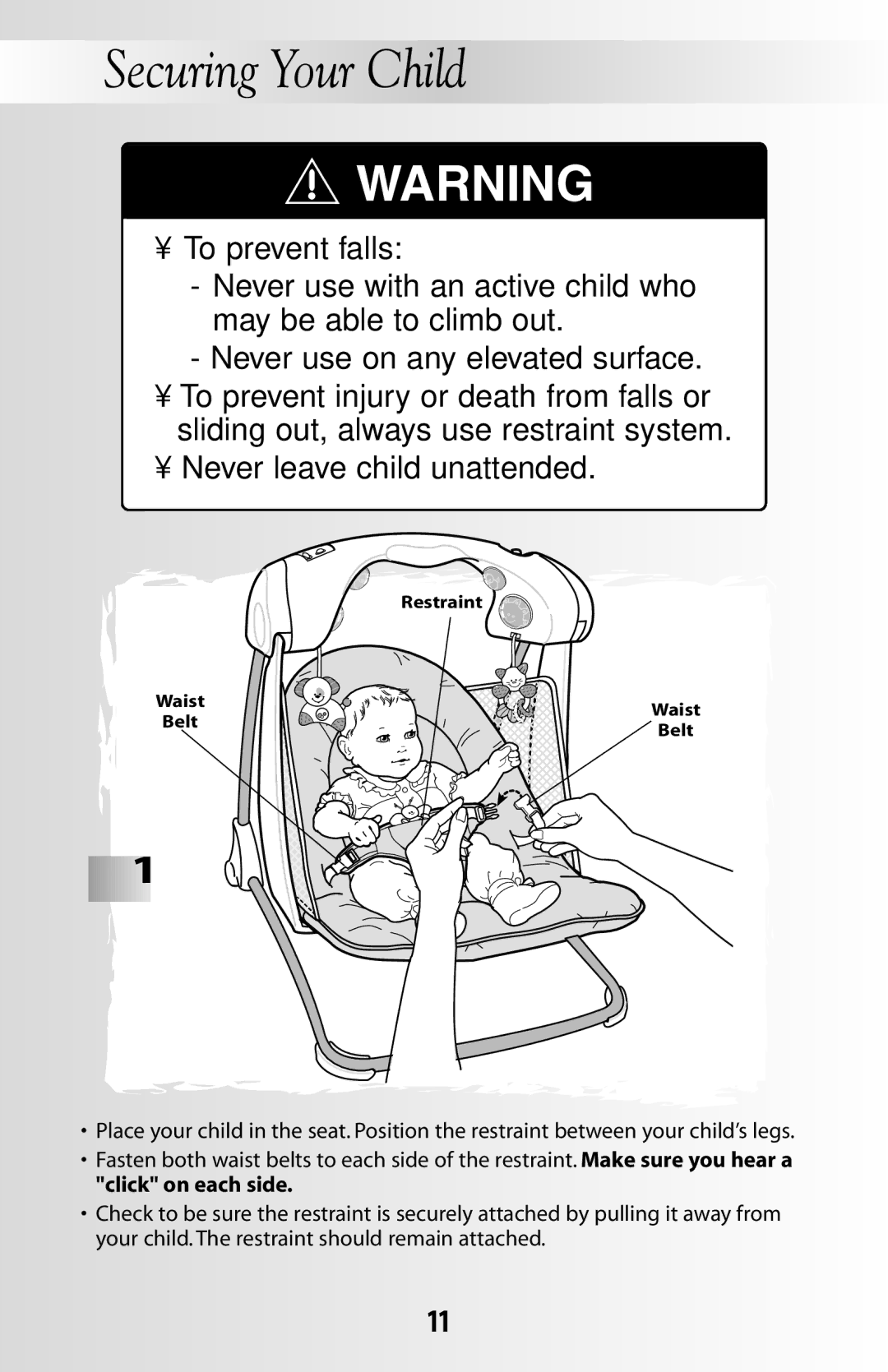 Fisher-Price 79618 instruction sheet Securing Your Child 