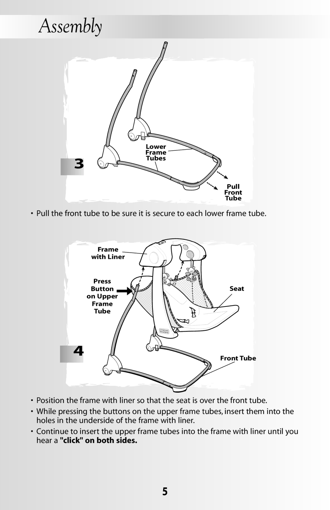 Fisher-Price 79618 instruction sheet Lower Frame Tubes Pull Front 