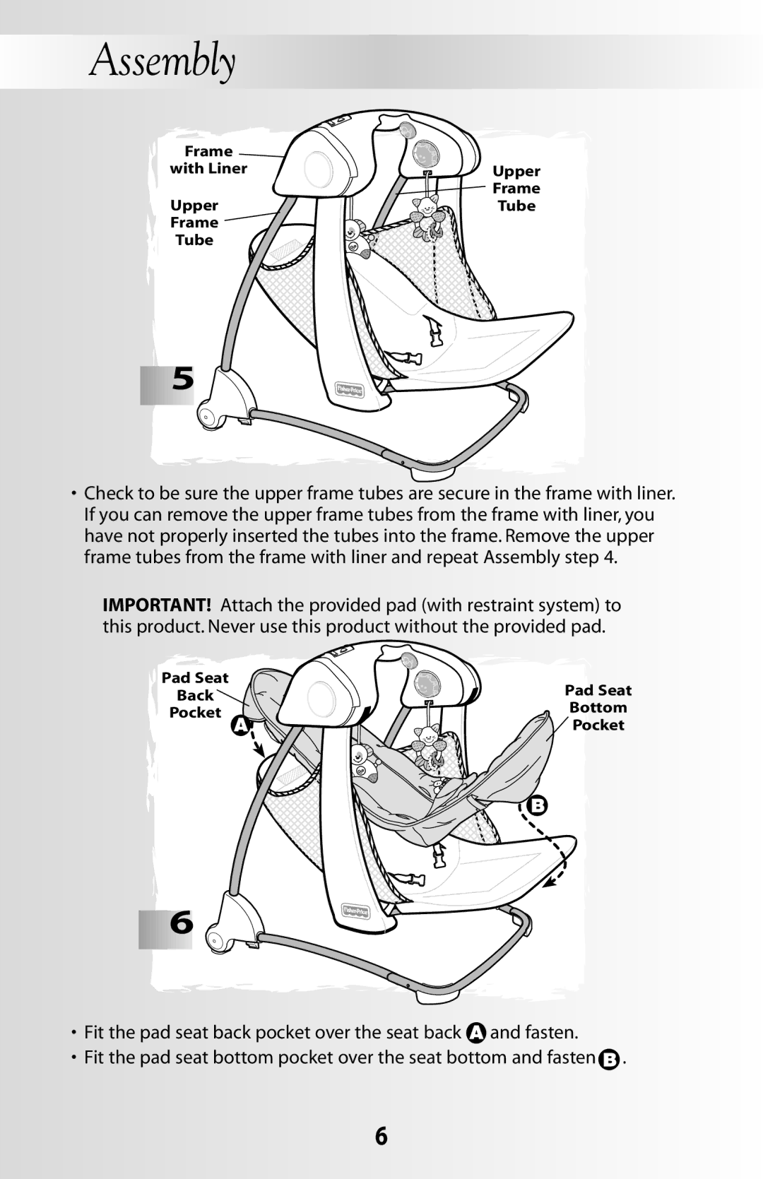 Fisher-Price 79618 instruction sheet Frame With Liner Upper 