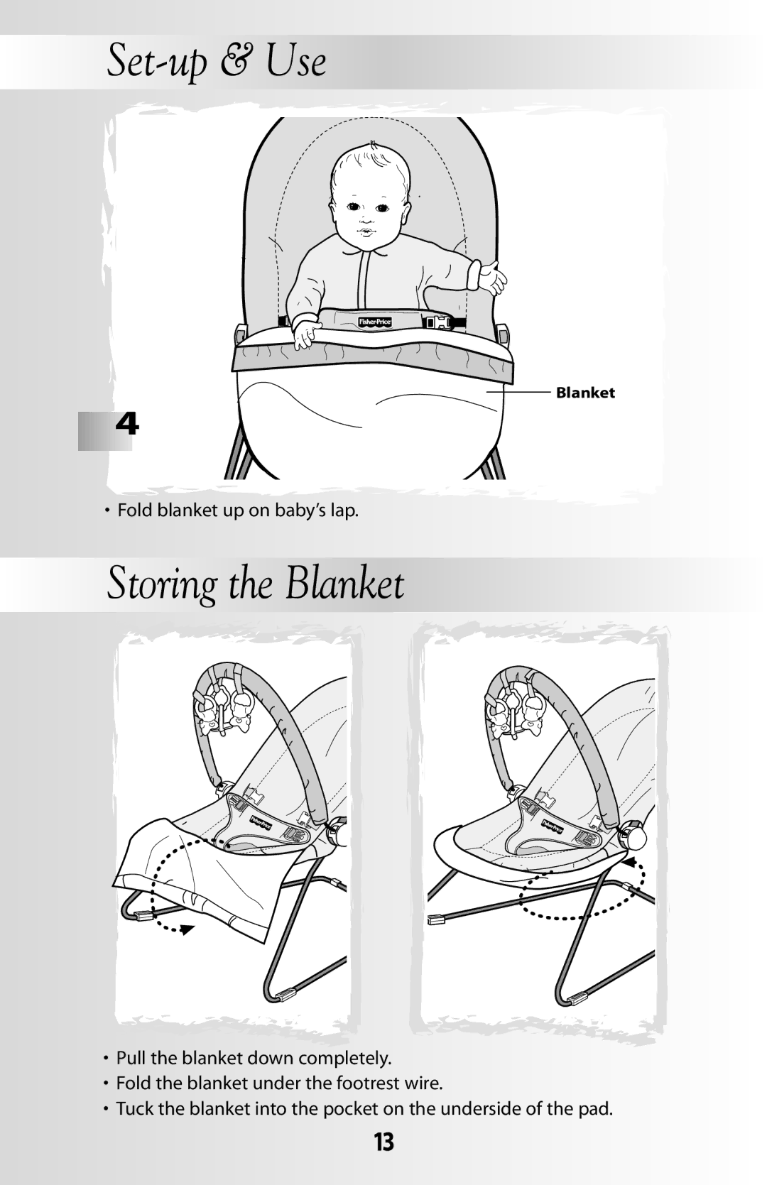 Fisher-Price 79619 instruction sheet Storing the Blanket 