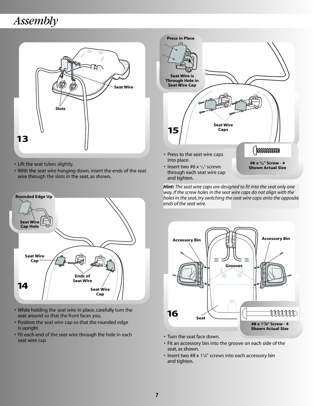 Fisher-Price B2388, 79644 manual Press to the seat wire caps into place 