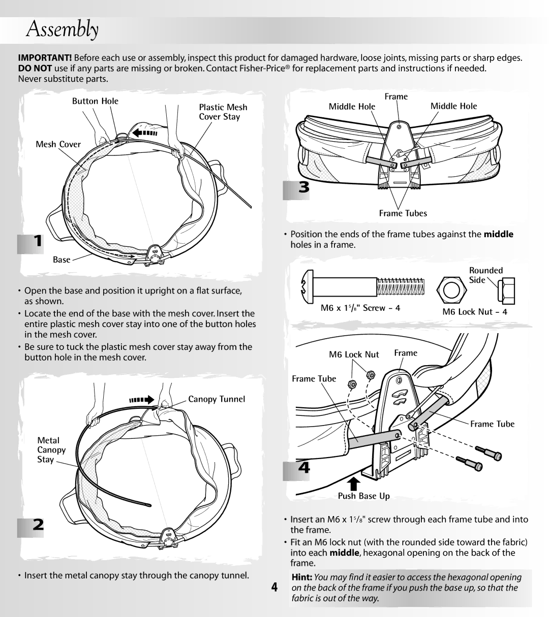 Fisher-Price 79652 instruction sheet Assembly 