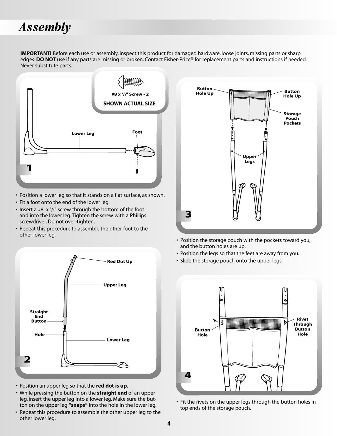 Fisher-Price 79667 instruction sheet Assembly, Shown Actual Size 