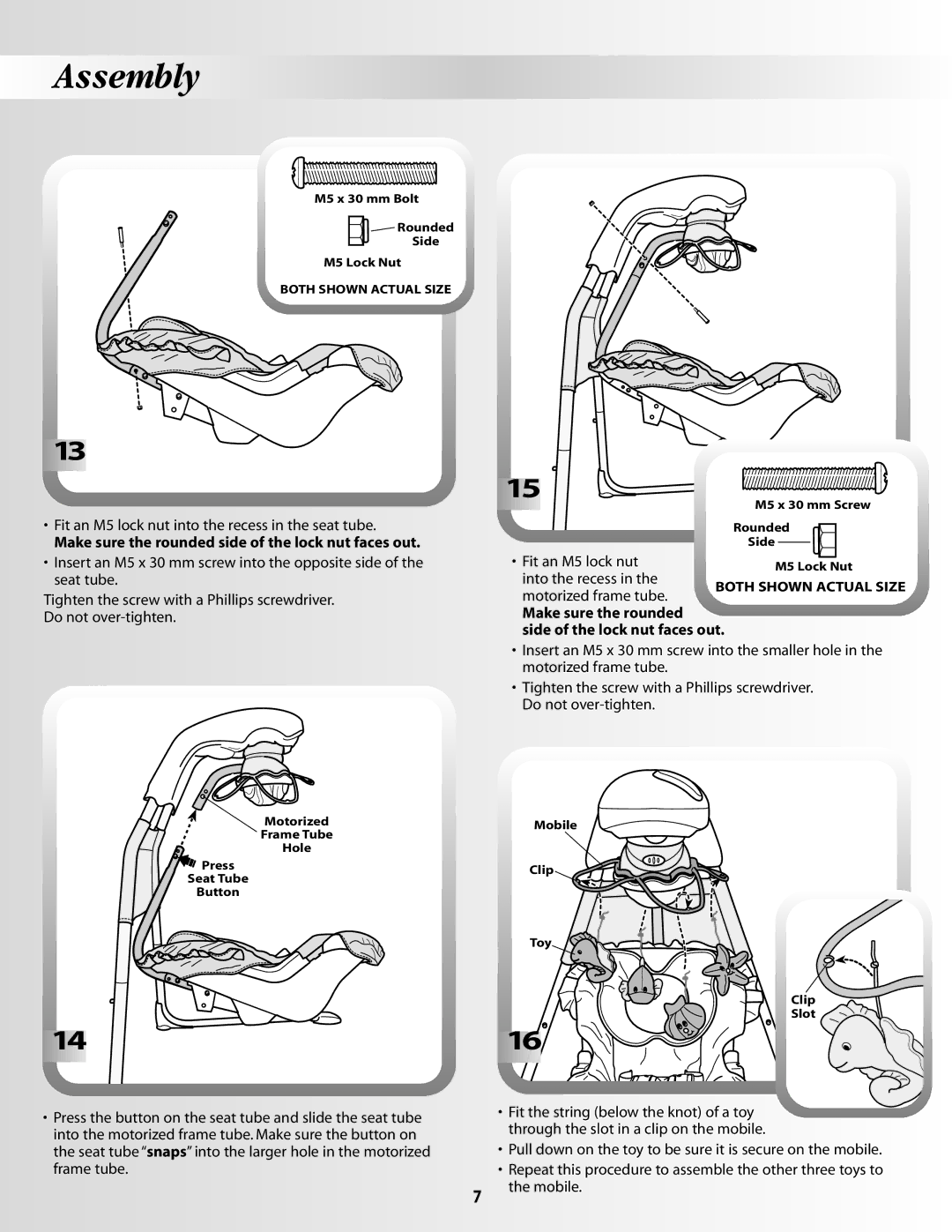 Fisher-Price 79667 instruction sheet Make sure the rounded side of the lock nut faces out 