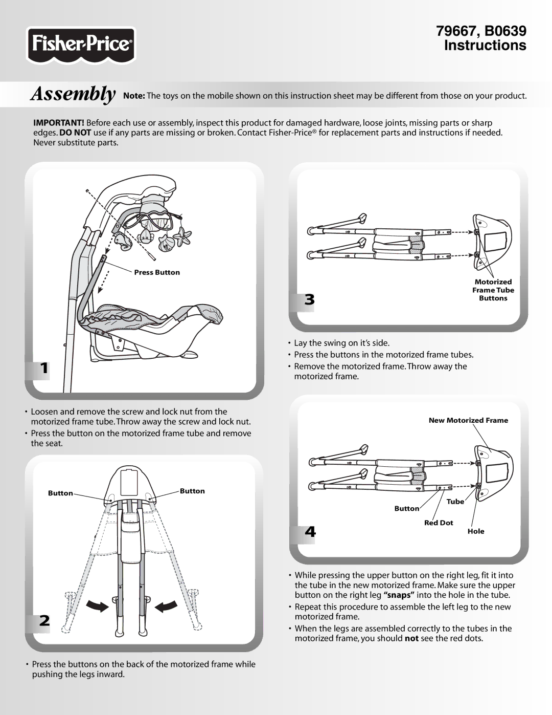 Fisher-Price instruction sheet 79667, B0639 Instructions 