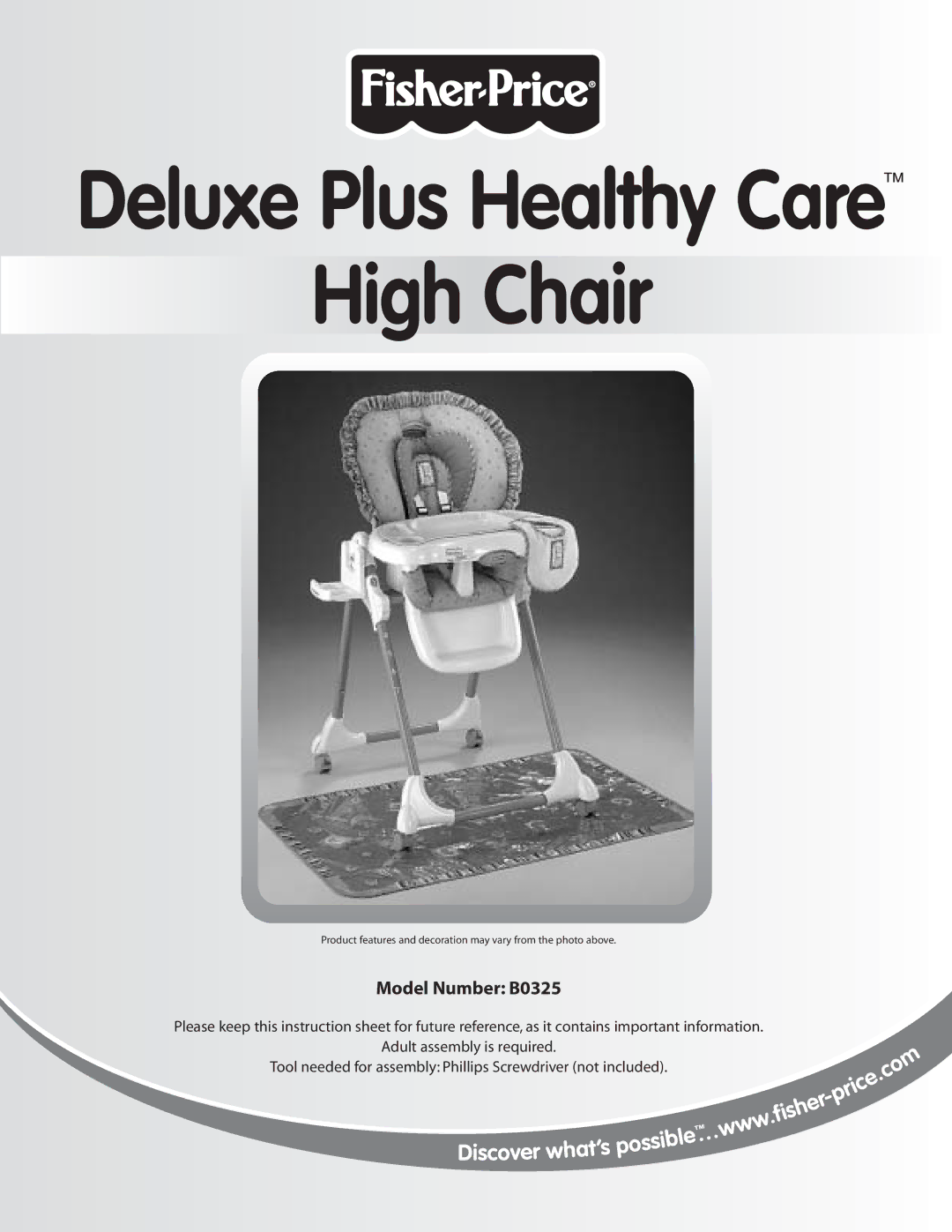 Fisher-Price B0325 instruction sheet High Chair 