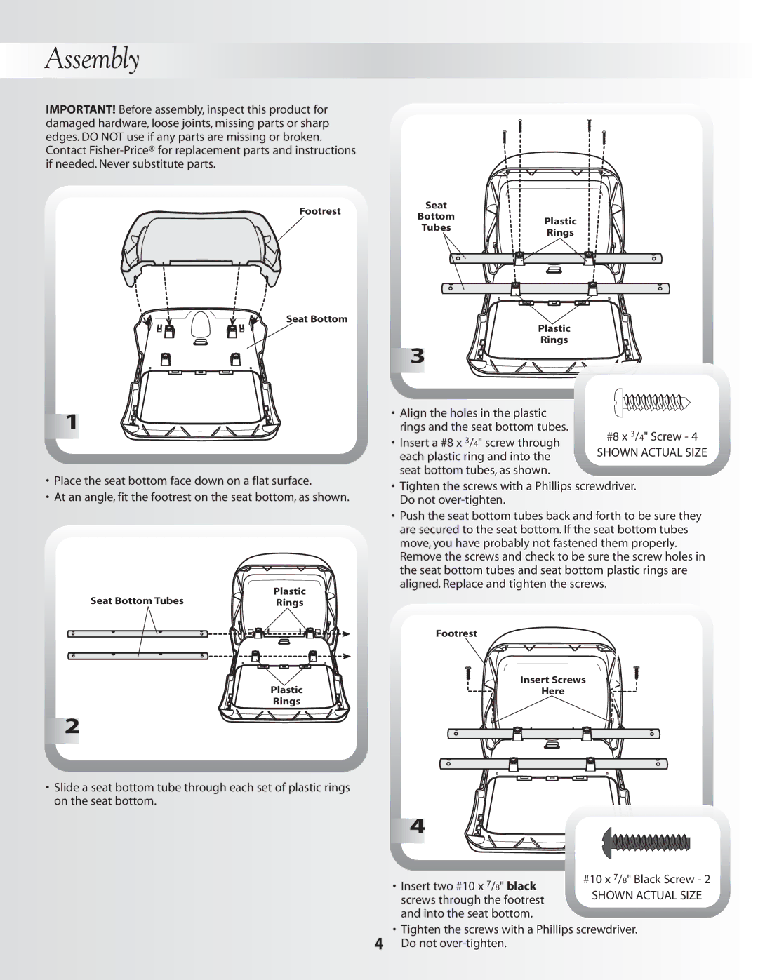 Fisher-Price B0325 instruction sheet Assembly 