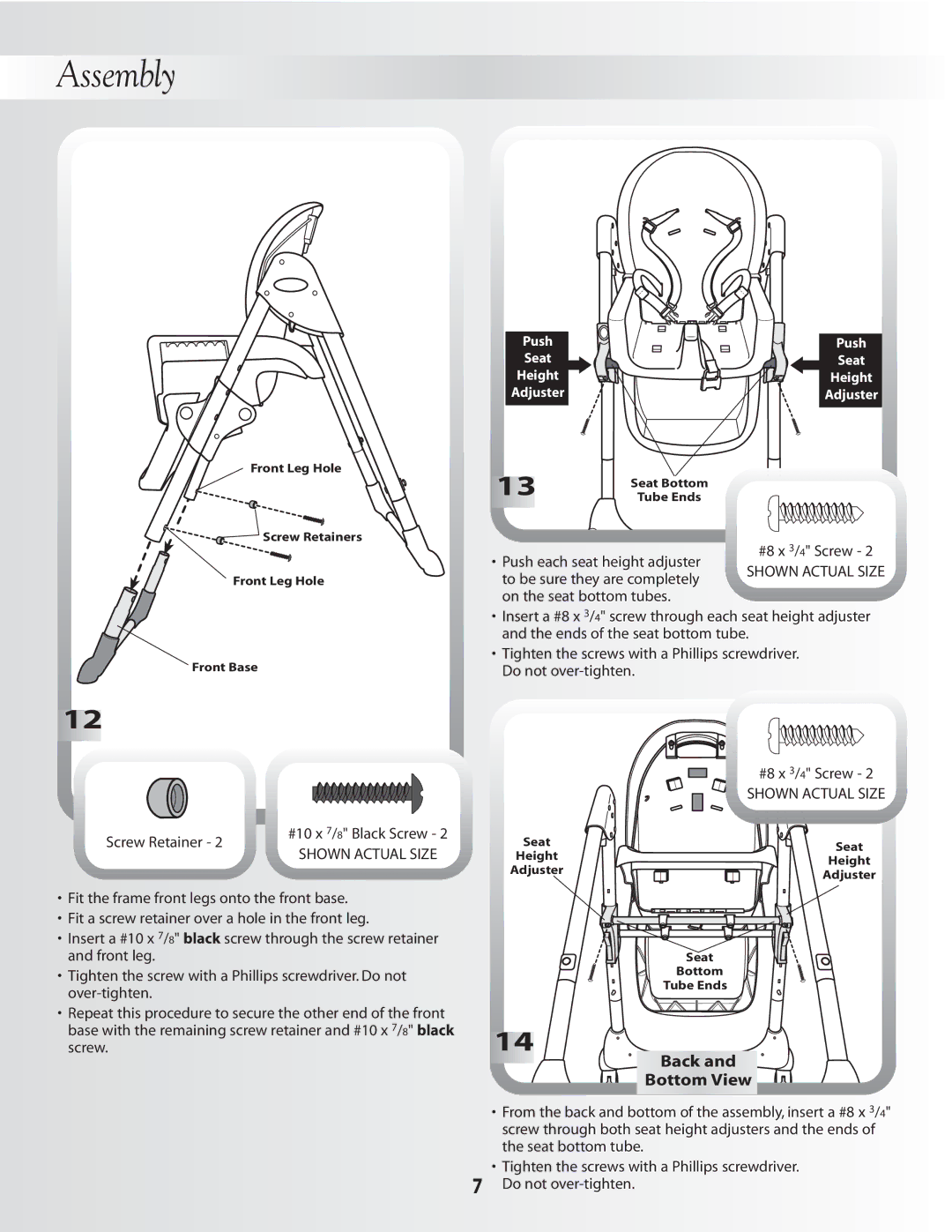 Fisher-Price B0325 instruction sheet Back, Bottom View 